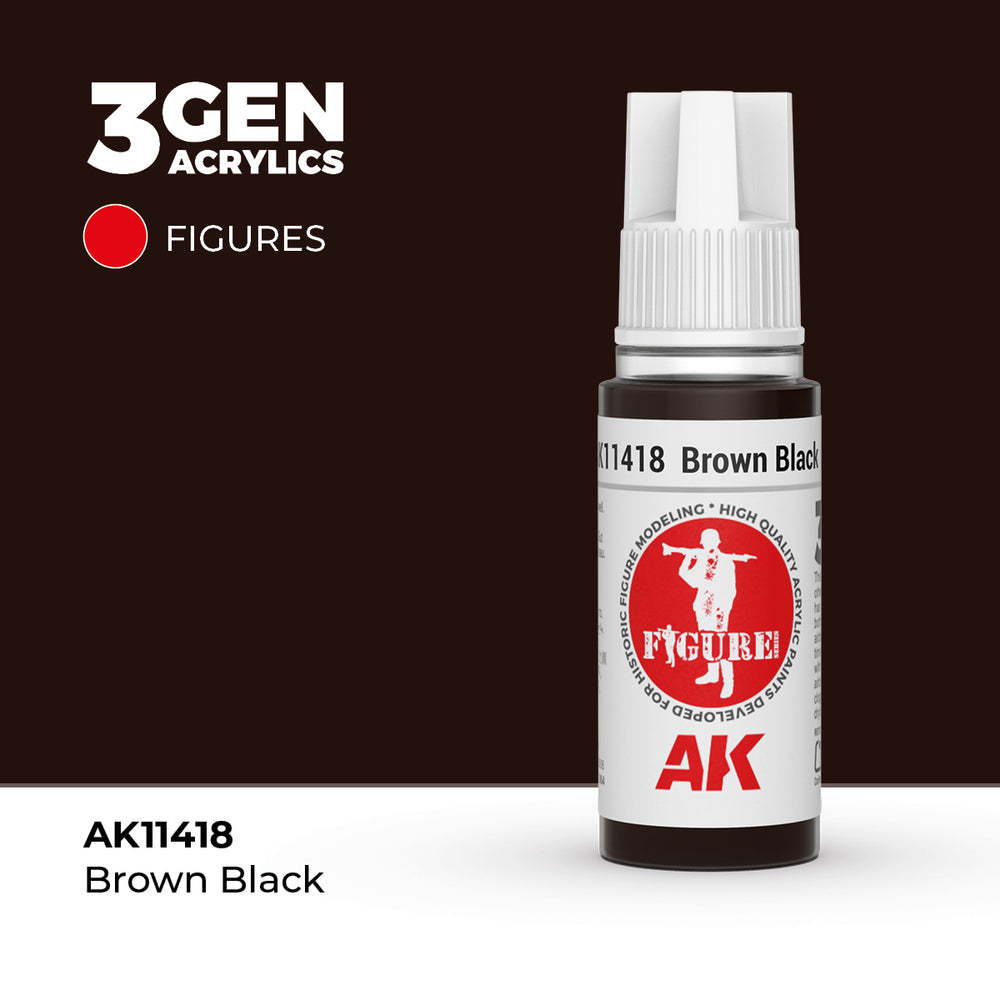 AK Interactive 3Gen Acrylics - Brown Black - Figures (18ml)