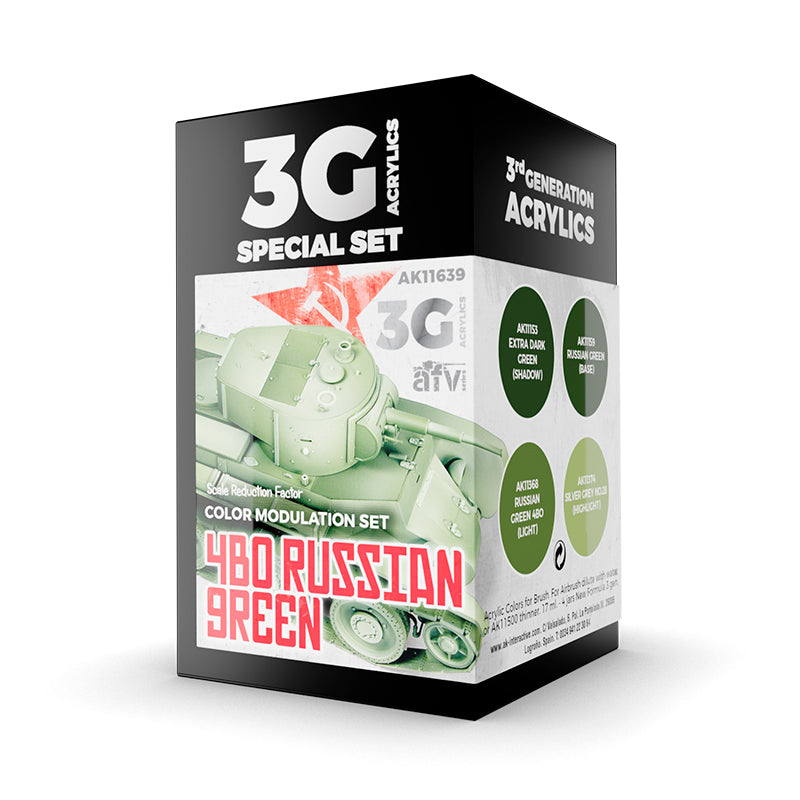 AK Interactive 3Gen Acrylics - 4BO Russian Green Modulation Set