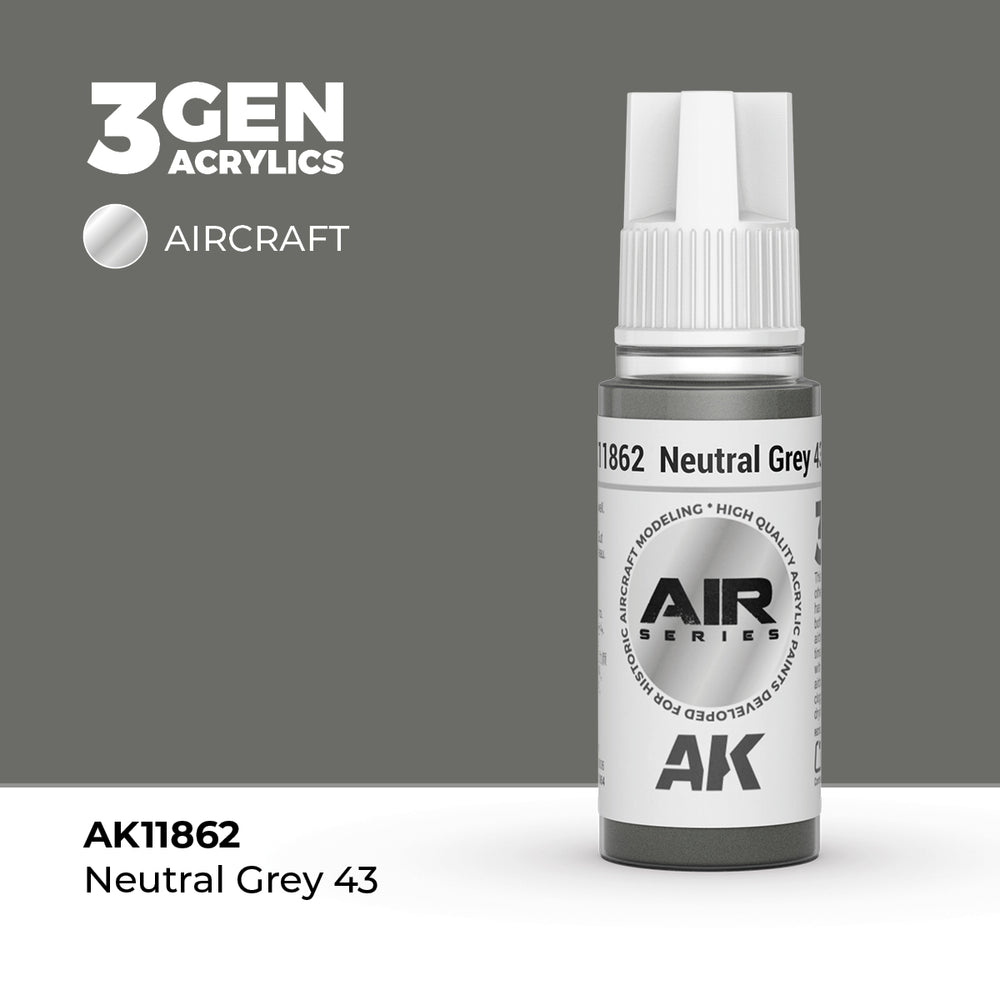AK Interactive 3Gen Acrylics - Neutral Grey 43 - Air (18ml)