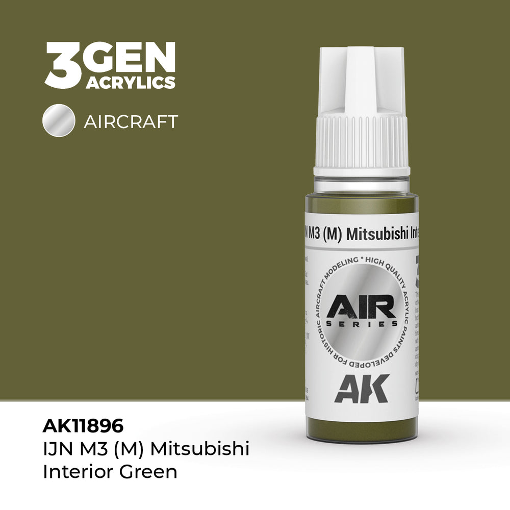 AK Interactive 3Gen Acrylics - IJN M3 (M) Mitsubishi Interior Green - Air (18ml)