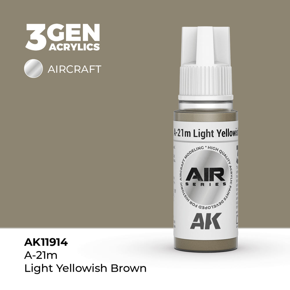 AK Interactive 3Gen Acrylics - A-21m Light Yellowish Brown - Air (18ml)