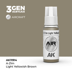 AK Interactive 3Gen Acrylics - A-21m Light Yellowish Brown - Air (18ml)