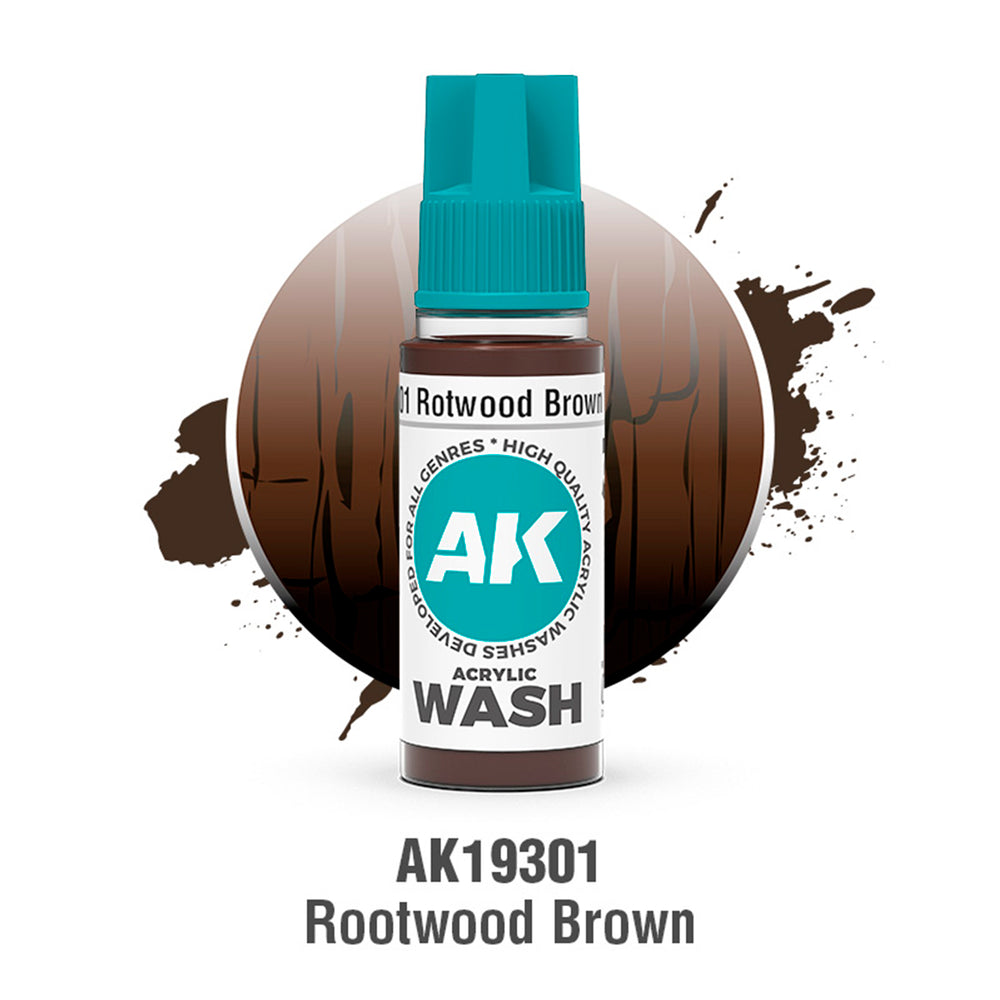 AK Interactive Acrylic Washes - Rotwood Brown (18ml)