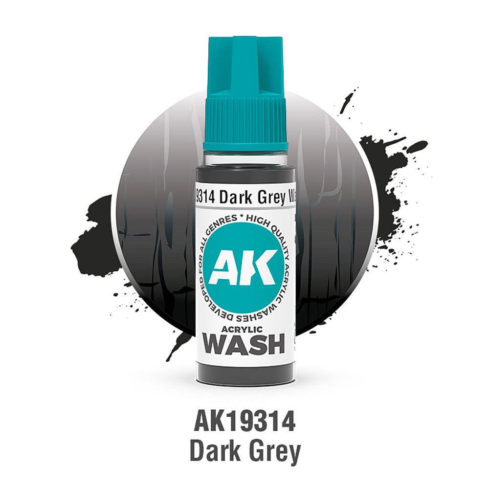 AK Interactive Acrylic Washes - Dark Grey (18ml)