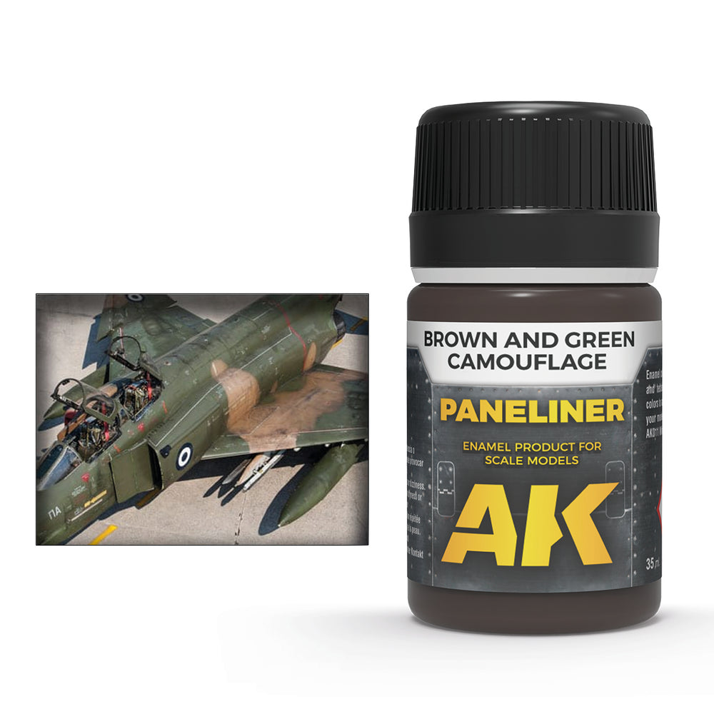 AK Interactive Weathering Enamels - Paneliner for Brown and Green Camouflage (35ml)