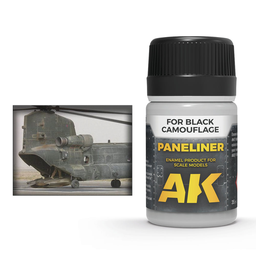 AK Interactive Weathering Enamels - Paneliner for Black Camouflage (35ml)