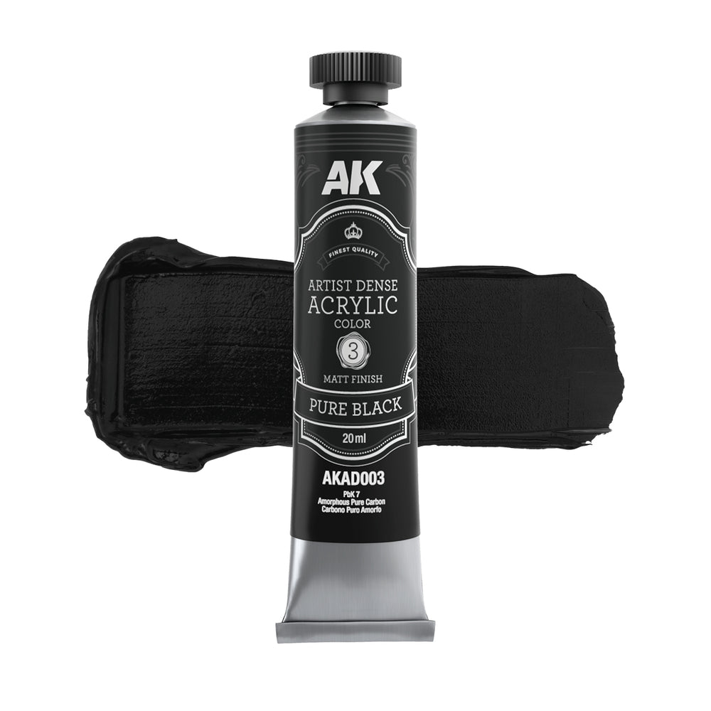 AK Interactive Artist Dense Acrylics - Pure Black (20ml)