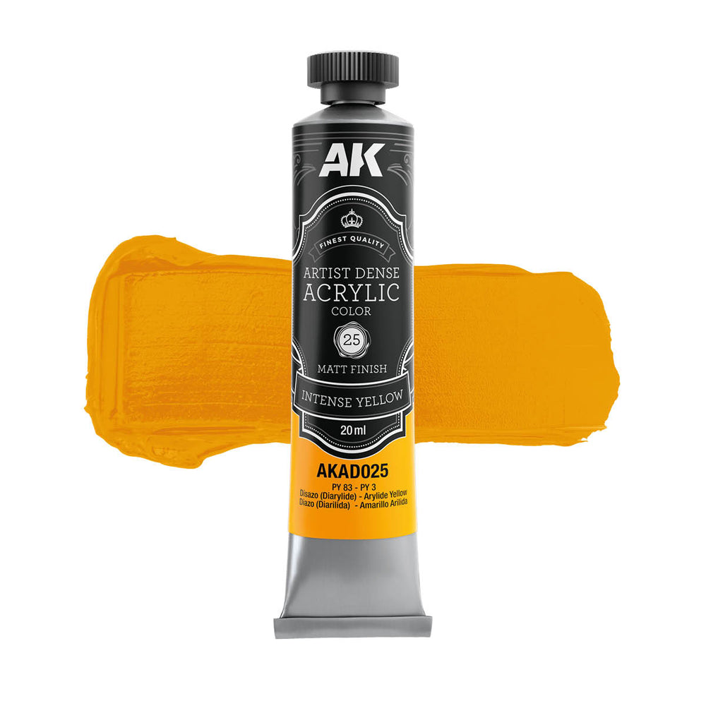 AK Interactive Artist Dense Acrylics - Intense Yellow (20ml)