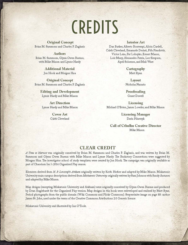 Call of Cthulhu 7th Edition: A Time to Harvest