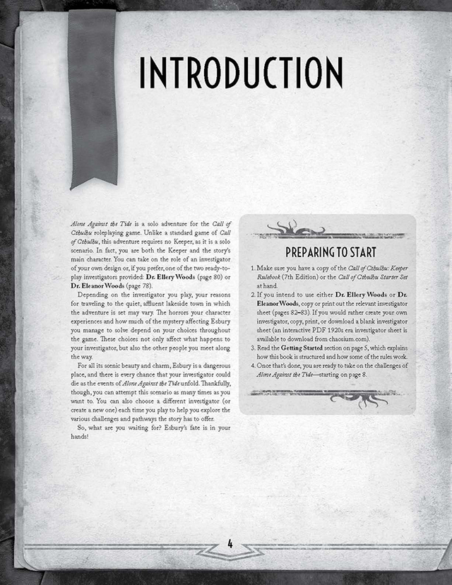 Call of Cthulhu 7th Edition: Solo Adventure - Alone Against the Tide