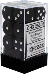 Chessex: Opaque Black/White 16mm Dice Block (CHX 25608)