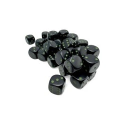 Chessex: Opaque Black/green 12mm d6 Dice Block (CHX 25858)