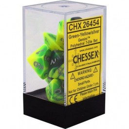 Chessex: Gemini Polyhedral Green-Yellow/Silver (CHX 26454)