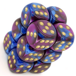 Dice: Gemini Blue-Purple/Gold 16mm Dice Block (CHX 26628)