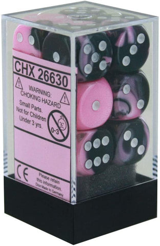 Dice: Gemini Black-Pink/White 16mm Dice Block (CHX 26630)