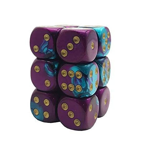 Dice: Gemini Purple-Teal/Gold 16mm Dice Block (CHX 26649)