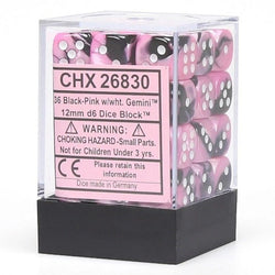 Chessex: Gemini Black-Pink/White 12mm Dice Block (CHX 26830)