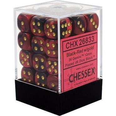 Chessex: Gemini Black-Red/Gold 12mm Dice Block (CHX 26833)