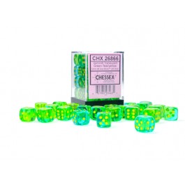 Chessex: Gemini Transluscent Green-Teal/yellow 12mm d6 (CHX 26866)