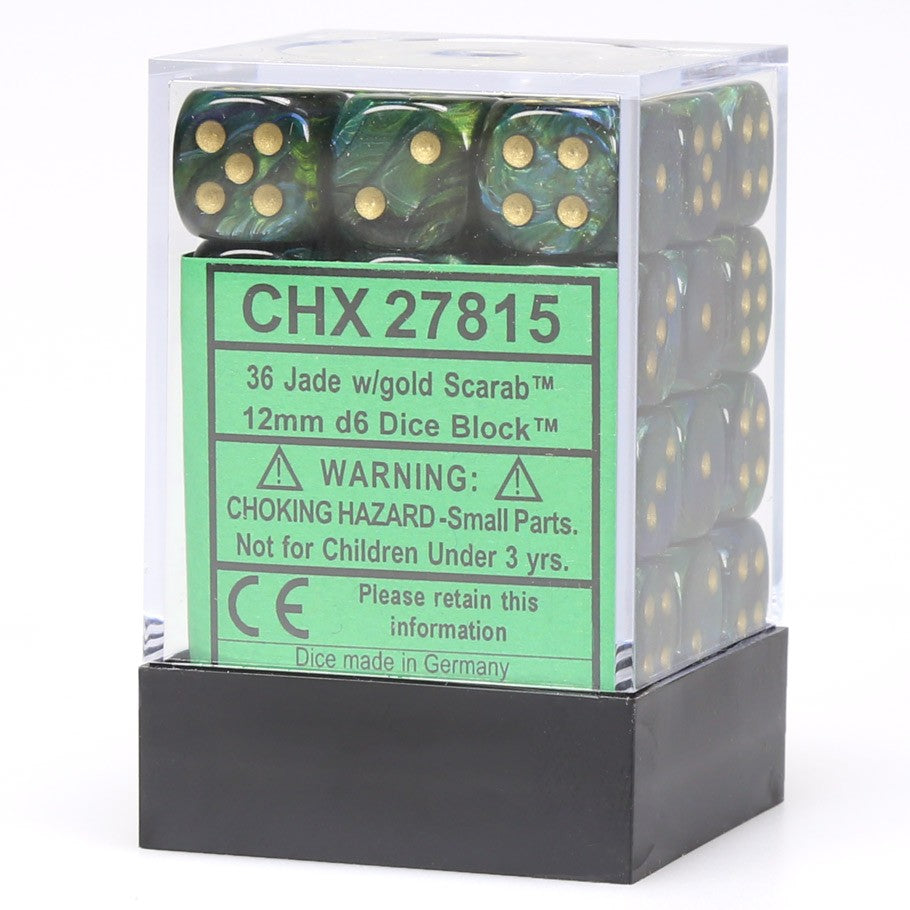 Chessex: Scarab Jade/Gold 12mm Dice Block (CHX 27815)