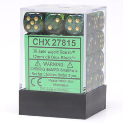 Chessex: Scarab Jade/Gold 12mm Dice Block (CHX 27815)