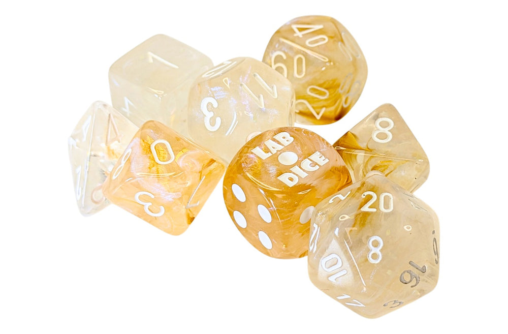 Chessex: Borealis Champagne/White 7-Die Set with Bonus Die (CHX 30075)