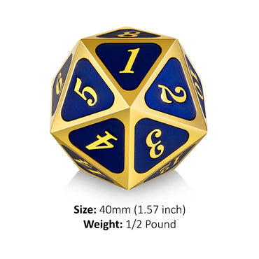 Dice Habit: Metal D20 Spindown Counter - Blue & Gold