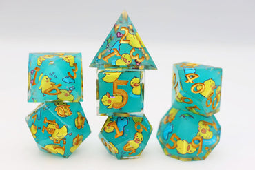 Foam Brain Games: Sharp Edge Decal - Splashing Duckies RPG Dice Set