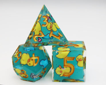 Foam Brain Games: Sharp Edge Decal - Splashing Duckies RPG Dice Set