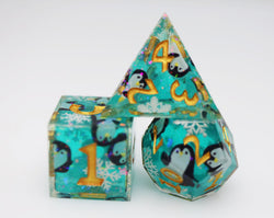 Foam Brain Games: Sharp Edge Decal - Playful Penguins RPG Dice Set
