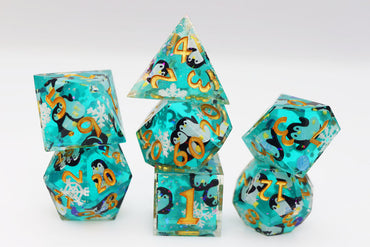 Foam Brain Games: Sharp Edge Decal - Playful Penguins RPG Dice Set
