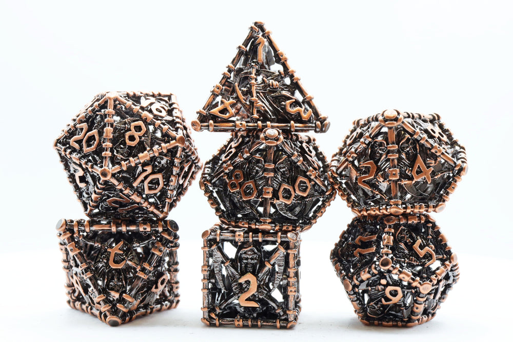 Foam Brain Games: Grim Scythe Copper - Hollow Metal RPG Dice Set