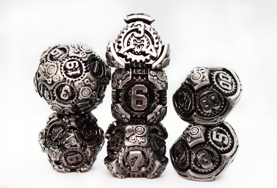 Foam Brain Games: Airship Gears Fierce Flotilla - Metal RPG Dice Set