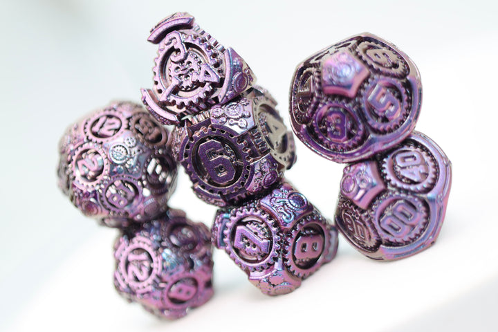 Foam Brain Games: Airship Gears - The Royal Raven - Metal RPG Dice Set