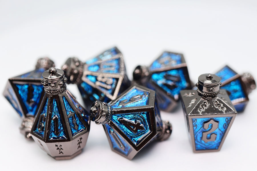 Foam Brain Games: Moonlit Lantern Midnight Frostfire - Metal Dice Set