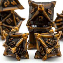 Foam Brain Games: Warrior's Flail Golden - Metal RPG Dice Set