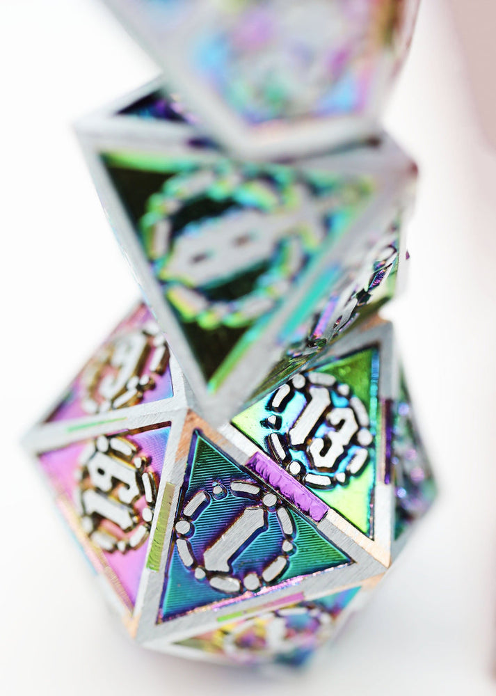 Foam Brain Games: Crossed Swords - Holographic Swords Metal RPG Dice Set