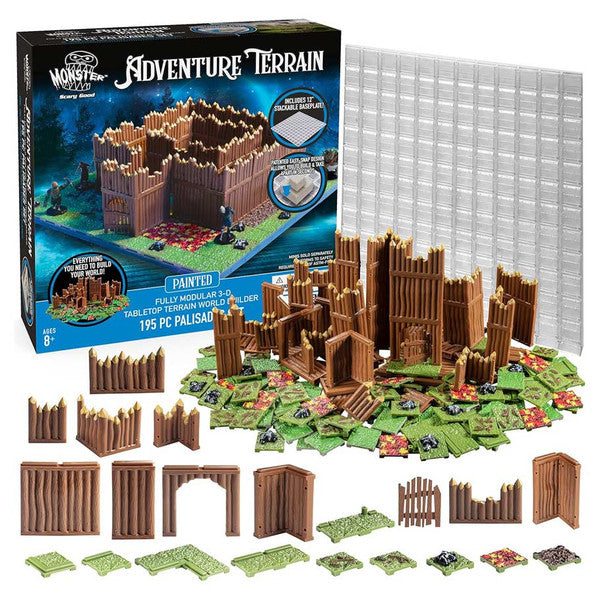 Monster Adventure Terrain: Painted Palisades Builders & Baseplate (195pc)