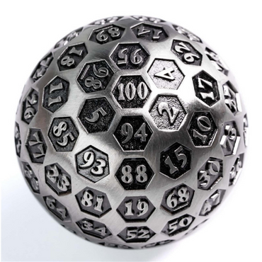 Foam Brain Games: 45 mm Metal D100 Inscribed Silver