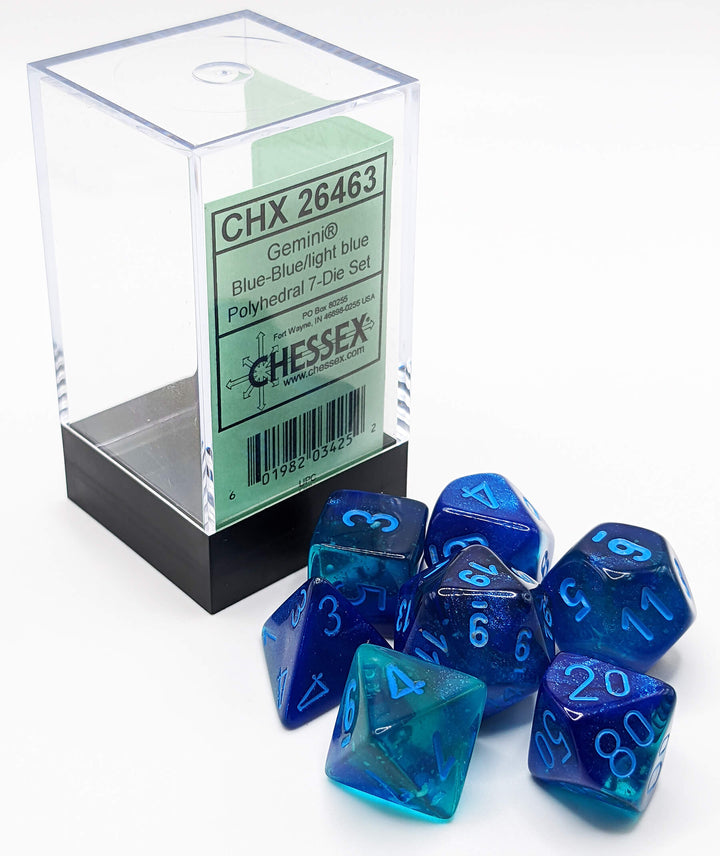 Chessex: Gemini Polyhedral Blue-Blue/Light Blue Luminary (CHX 26463)