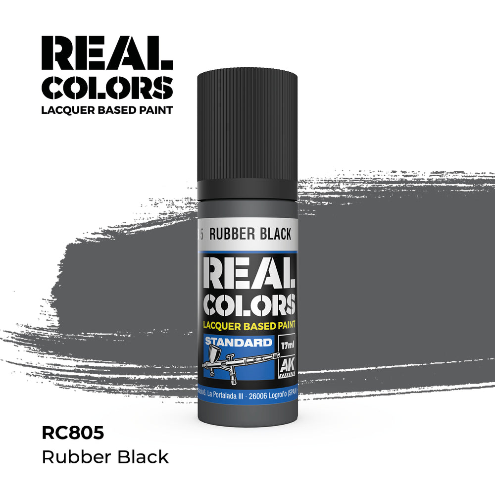 AK Interactive Real Colors - Rubber Black (18ml)