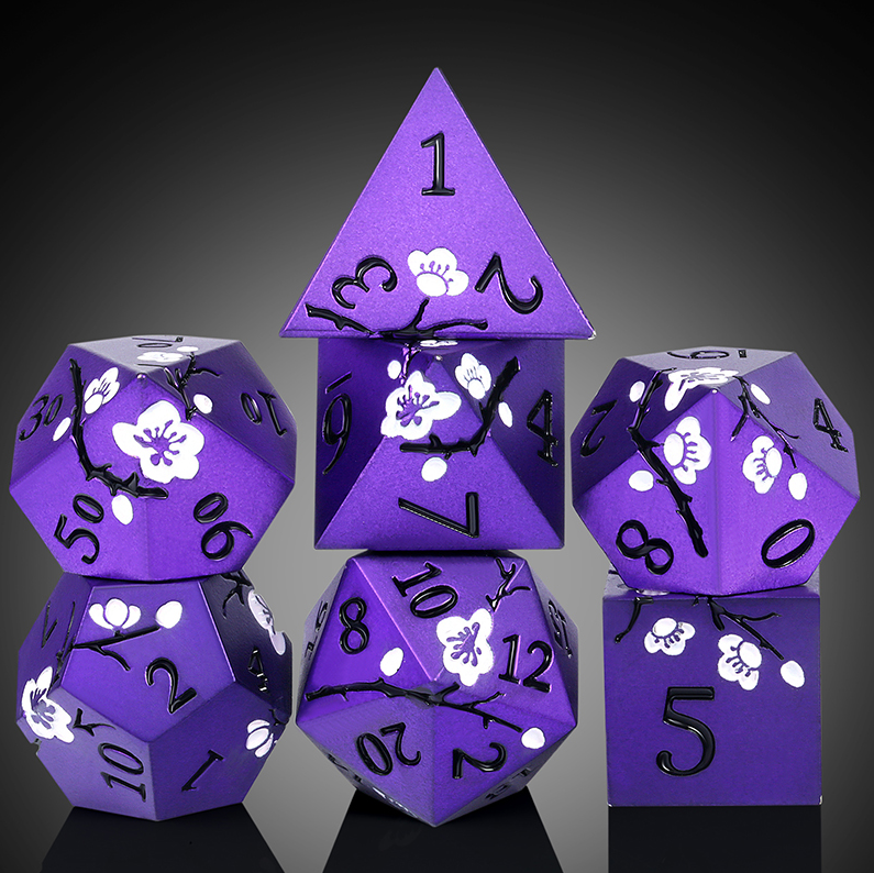 Dice Habit: Metal & Enamel Dice Set (7pcs) - Sakura Purple