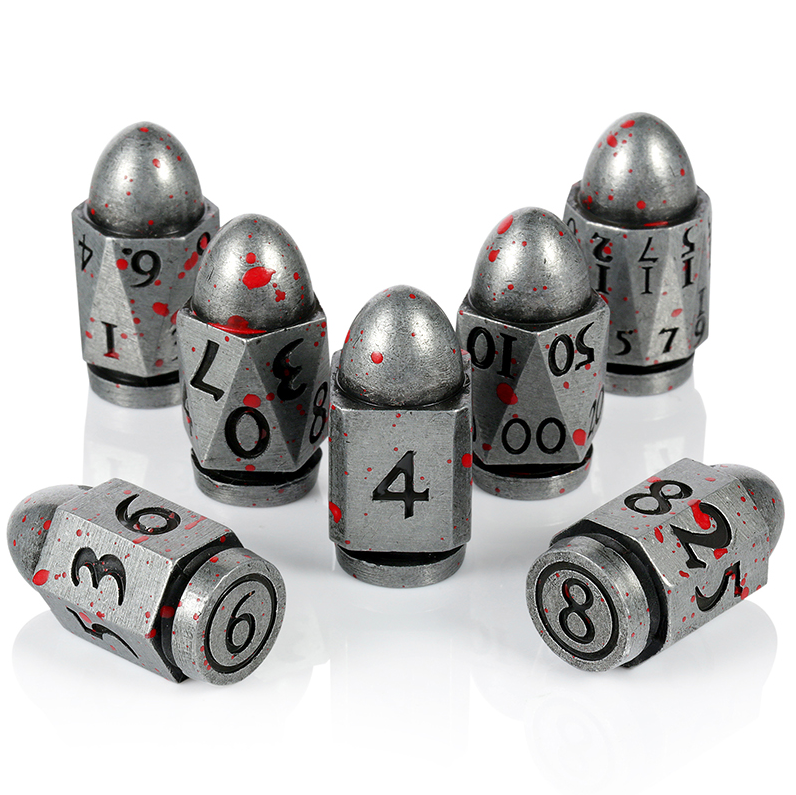 Dice Habit: Metal & Enamel Dice Set (7pcs) - Bullet Blood & Iron