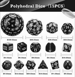 Dice Habit: Complete Dice Set D3-D100 (15pcs) - Black