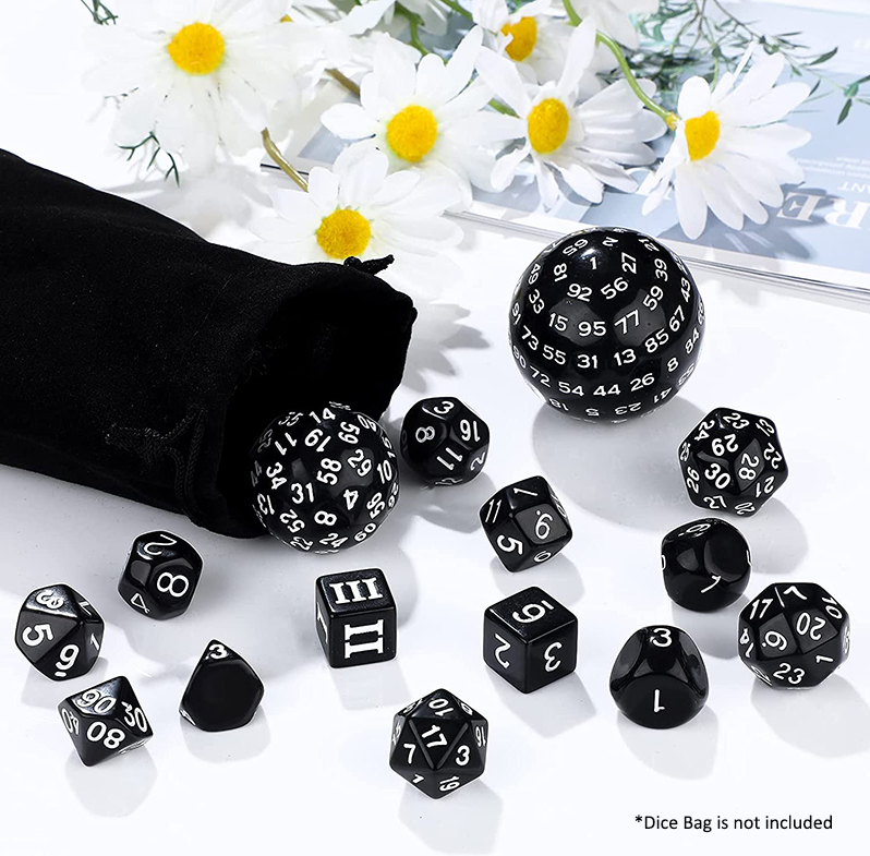 Dice Habit: Complete Dice Set D3-D100 (15pcs) - Black