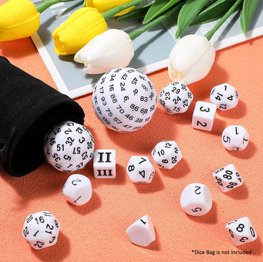 Dice Habit: Complete Dice Set D3-D100 (15pcs) - White