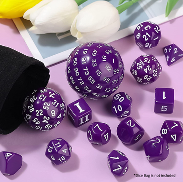 Dice Habit: Complete Dice Set D3-D100 (15pcs) - Purple