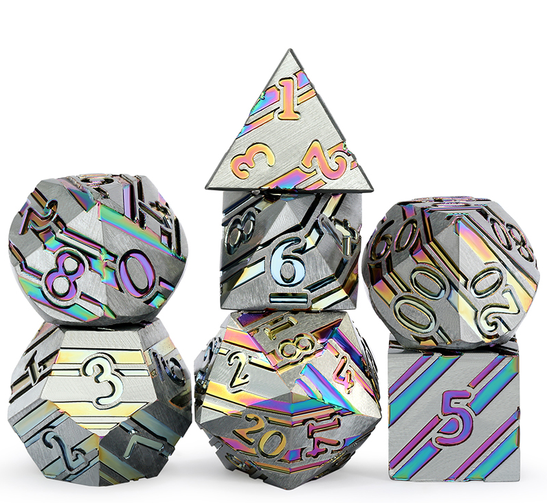 Dice Habit: Stripe Dice Set (7 pc) - Metallic Rainbow