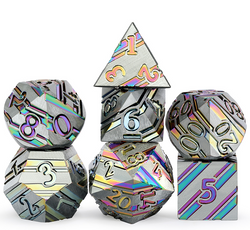 Dice Habit: Stripe Dice Set (7 pc) - Metallic Rainbow