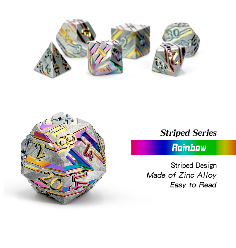 Dice Habit: Stripe Dice Set (7 pc) - Metallic Rainbow